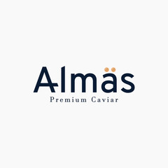 luxury Almas premium caviar iconic logo vector design template with modern, elegant and minimalist styles isolated on white background. 