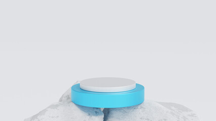 round pedestal for brand product exhibition. 3D rendering.