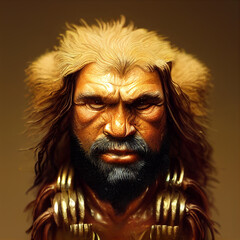 Portrait of a primitive caveman.