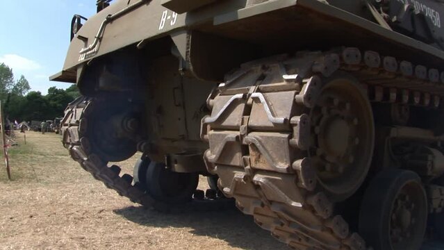 view of the back of the caterpillar Sherman tank