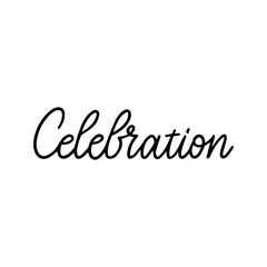 Celebration Monoline Lettering. Vector Illustration of Calligraphy Line Isolated over White Text.