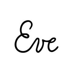 Eve Monoline Lettering. Vector Illustration of Calligraphy Line Isolated over White Text.
