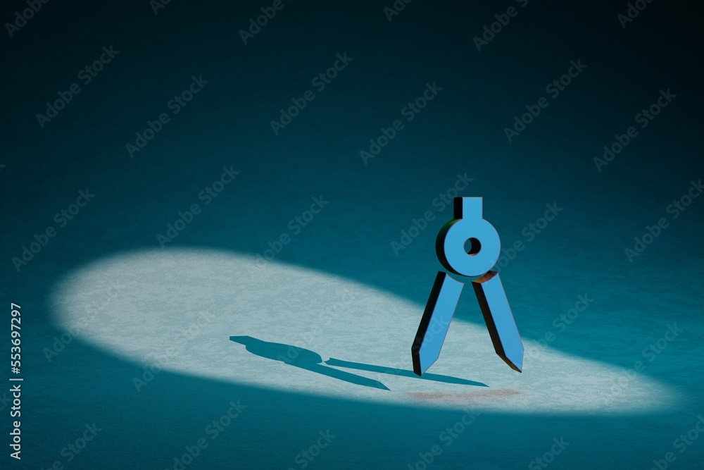 Poster Beautiful abstract illustrations Architecture symbol icon on a dark blue background. 3d rendering illustration. Background pattern for design.