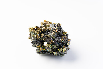 レインボーパイライトと水晶の原石