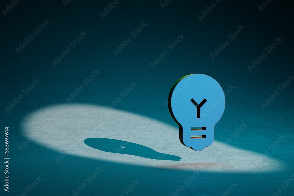 Aufkleber beautiful abstract illustrations light bulb symbol icon on a dark blue background. 3d rendering illu