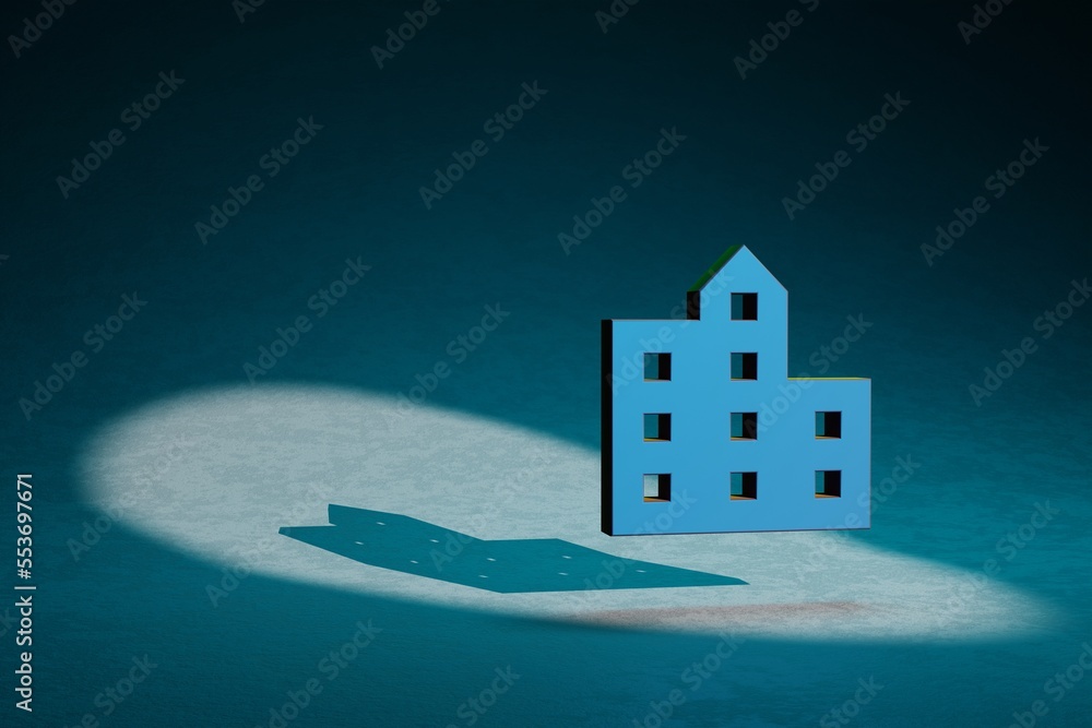 Poster Beautiful abstract illustrations Location City symbol icon on a dark blue background. 3d rendering illustration. Background pattern for design.