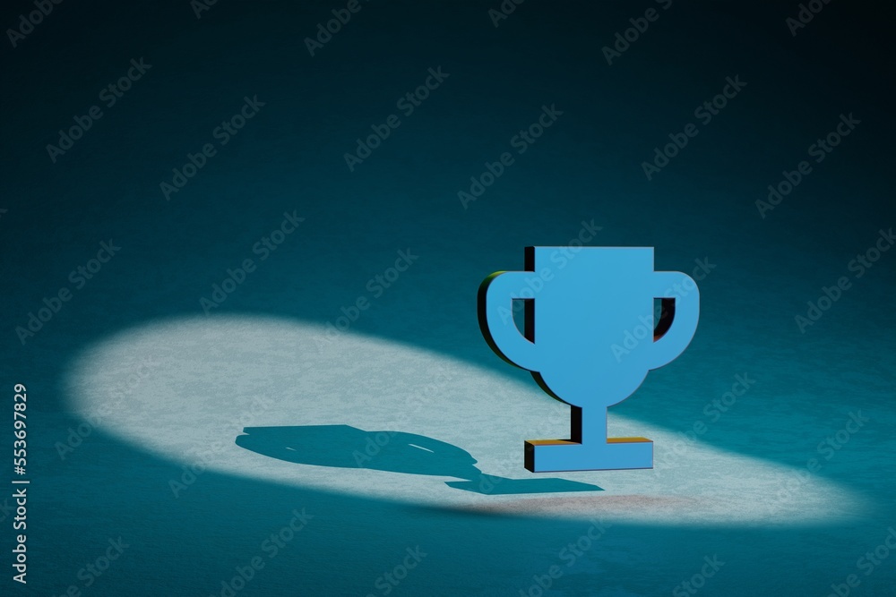 Aufkleber beautiful abstract illustrations cup symbol icon on a dark blue background. 3d rendering illustratio