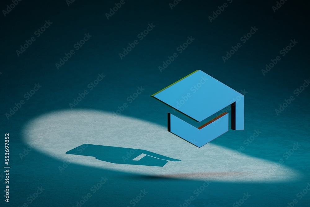 Aufkleber beautiful abstract illustrations school symbol icon on a dark blue background. 3d rendering illustra
