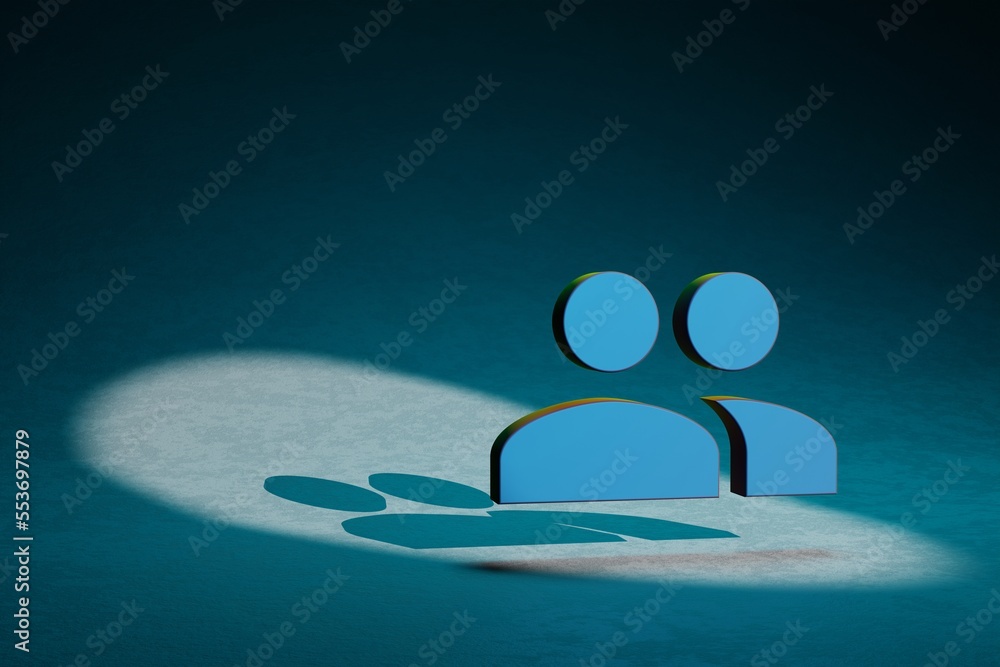 Poster beautiful abstract illustrations people symbol icon on a dark blue background. 3d rendering illustra
