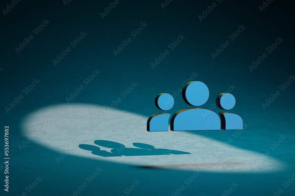 Poster Beautiful abstract illustrations Groups symbol icon on a dark blue background. 3d rendering illustration. Background pattern for design.