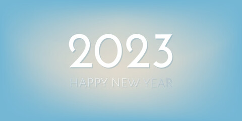 2023 Happy New Year banner horizontal blue and white.