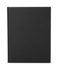 Closed book with black hard cover isolated on white