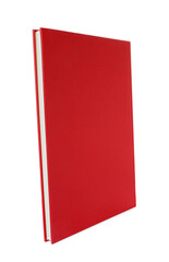 Closed book with red hard cover isolated on white