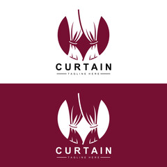 Home And Exhibition Curtain Logo Design, Building Decoration Vector Illustration