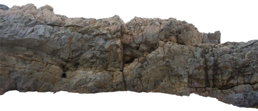 Isolated PNG cutout of a rock on a transparent background, ideal for photobashing, matte-painting, concept art