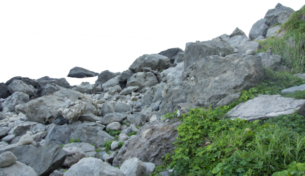 Isolated PNG cutout of a rock on a transparent background, ideal for photobashing, matte-painting, concept art
