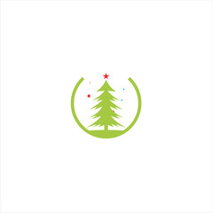 Christmas tree abstract with a star with geometric lines on a white background