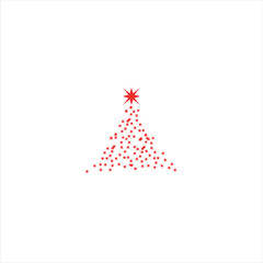 Christmas tree abstract with a star with geometric lines on a white background