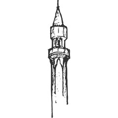 Obraz premium Castle Tower Vintage Illustration Vector