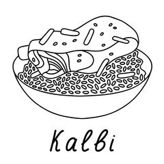 The bowl with grilled meat 