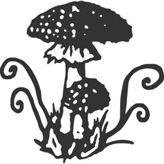 Magic Mushroom Vintage Illustration Vector