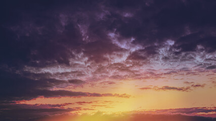 Fototapeta premium Amazing Natural Bright Dramatic Sky In Different Colours During Sunset Sunrise Time. Colorful Sky Background. Beauty In Nature. 