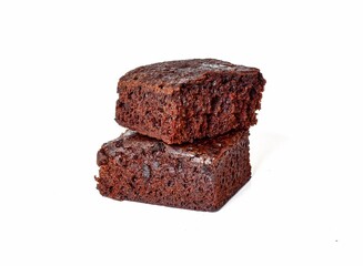 Brownie Flavored Cake  Brown chocolate isolated on white background