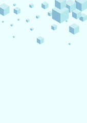 Monochrome Geometric Background Blue Vector. Cubic Collection Design. Gray Box 3d Illustration. Poster Card. Grey Template Block.