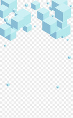 Grey Polygon Background Transparent Vector. Cubic Minecraft Template. White Cube Digital Design. Template Texture. Blue Geometry Square.