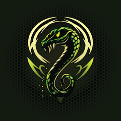 E-sports Snake Logo, venomous Green Snake e-sport logo