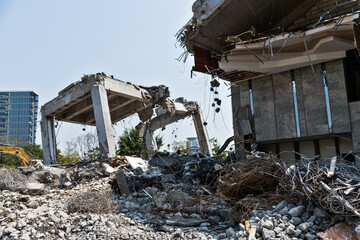 Close up of building demolition site