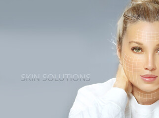 Skin solutions.Concept of rejuvenation,detecting  ageing signs