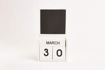 Calendar with date March 30 and space for designers. Illustration for an event of a certain date.