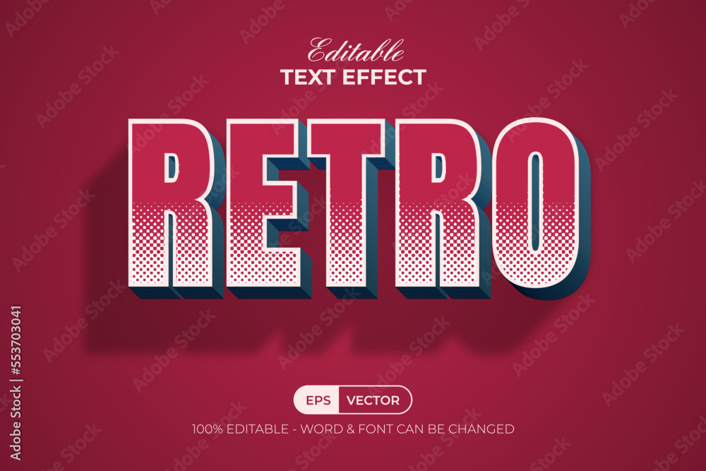 Poster retro text effect halftone style. editable text effect color of the year.