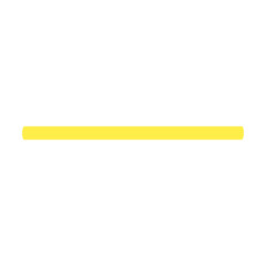 Line by yellow marker. Vector illustration of underline stroke, arrow direction, cross, tick check mark isolated on white