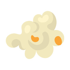 Popcorn snack for eating during premiere of movie. Vector illustration of souffles grain isolated on white