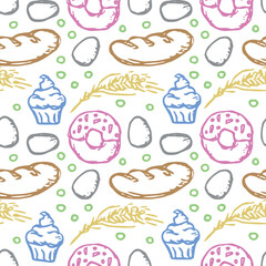 Seamless pattern with food icons. doodle food pattern. Food background