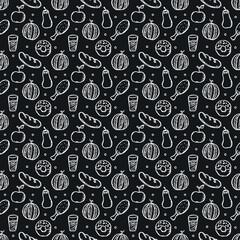 Seamless pattern with food icons. doodle food pattern. Food background
