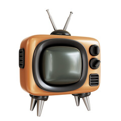 Retro tv set icon. 3d render of television in cartoon style
