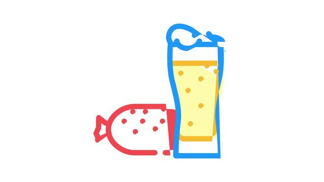 bierwurst sausage meat color icon animation