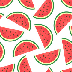 
The concept of watermelon slices is connected by a seamless pattern. Background for textile and vinyl print. Vector image.
