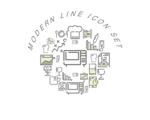 Vector modern line icon set