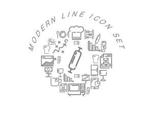Vector modern line icon set