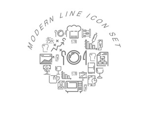 Vector modern line icon set
