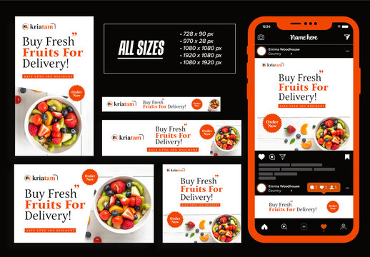Fresh Fruits Web Banner Ads