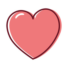 Cartoon pink heart vector. Love symbol
