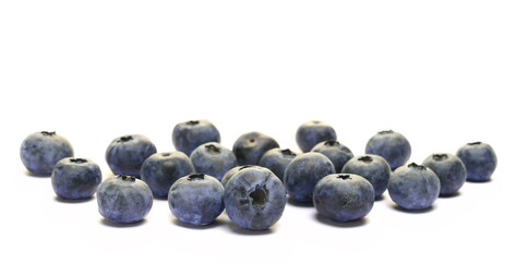 Fresh blueberries isolated on white, macro 