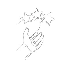continuous line drawing hand holding star illustration vector isolated