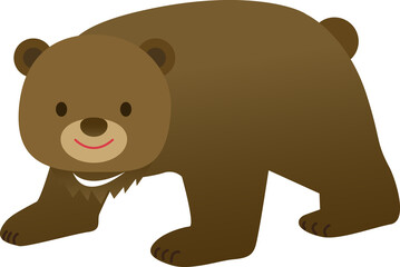 イラスト素材: ツキノワグマ　茶色　動物　クマ　金太郎の友達　おとぎ話(透過背景)

