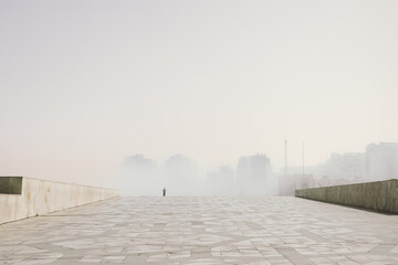 the city of Casablanca under the fog
